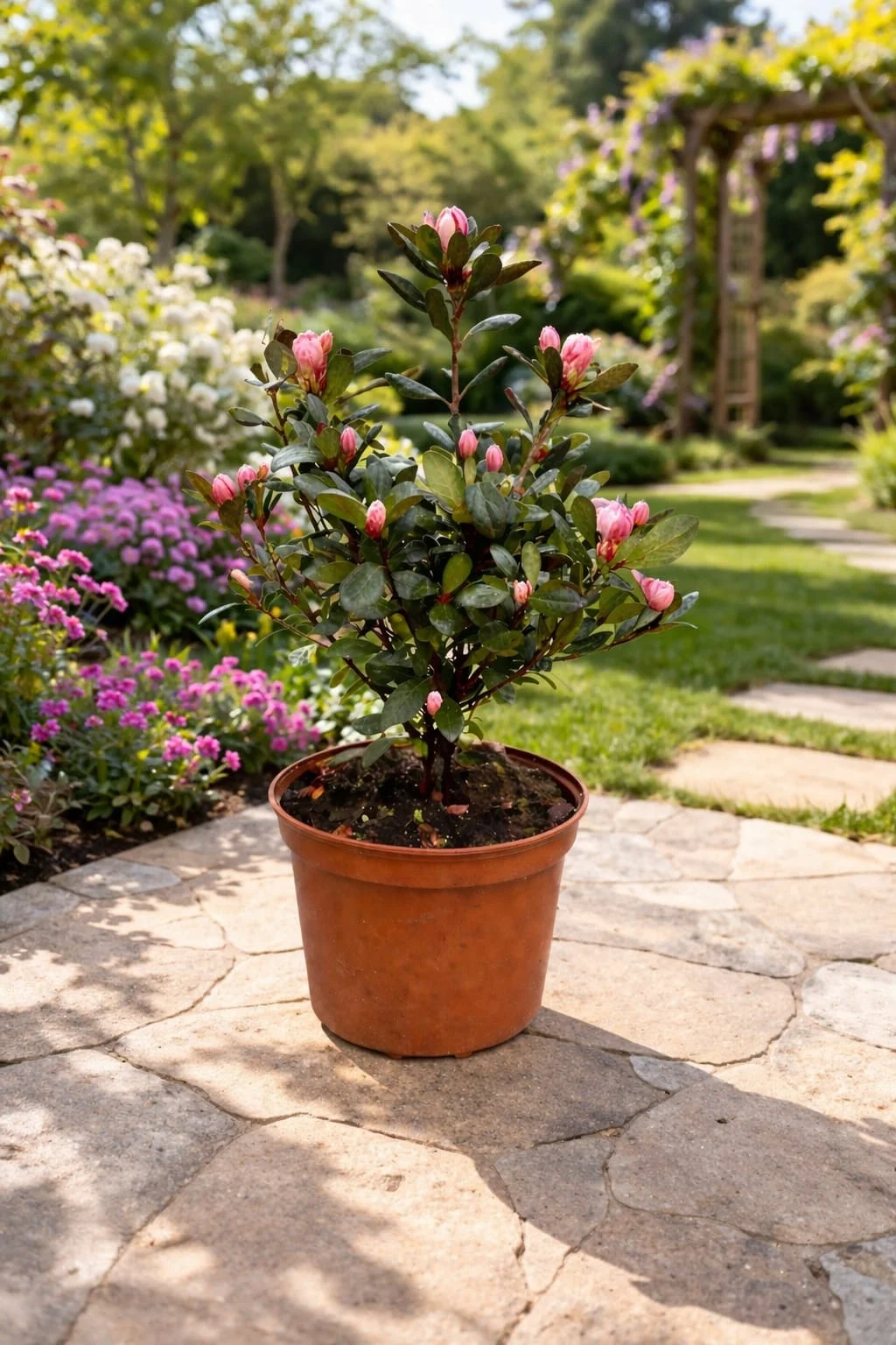 Azalee roz inflorita in ghiveci 16 cm 20-40 cm planta ornamentala exterior
