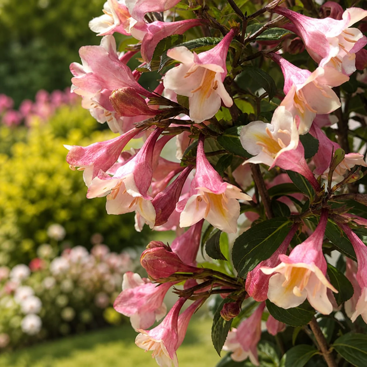 weigela vintage love 5-10 cm arbust ornamental flori roz crem ghiveci planta gradina