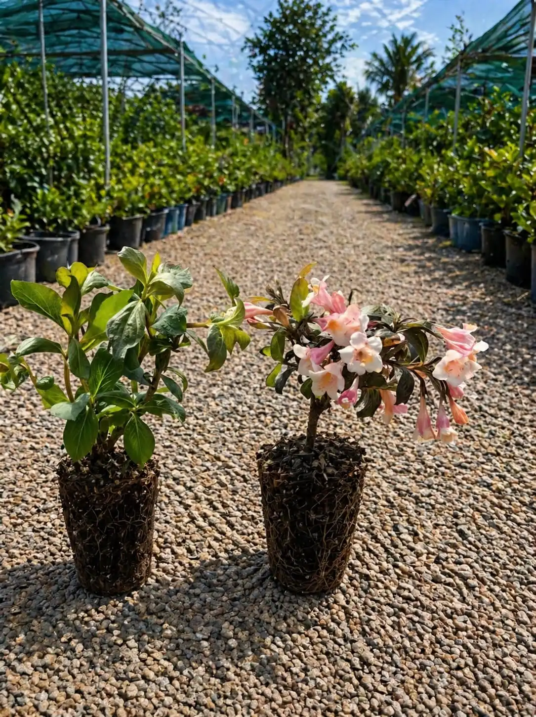 weigela vintage love 5-10 cm arbust ornamental flori roz crem ghiveci planta gradina